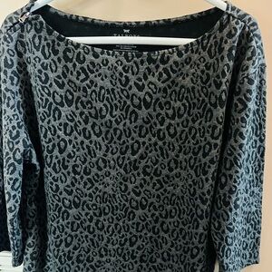 Talbots Black and Gray Leopard Print Women's Blouse